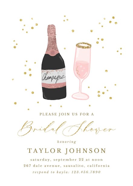 Glitter champagne - bridal shower invitation