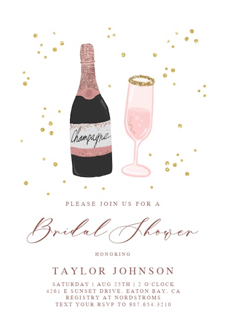Glitter Champagne - Bridal Shower Invitation