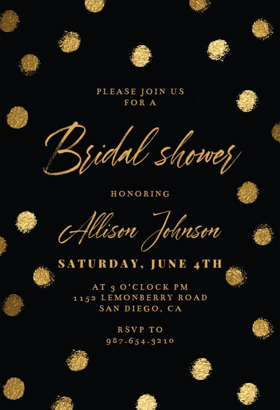 Gold dots - bridal shower invitation