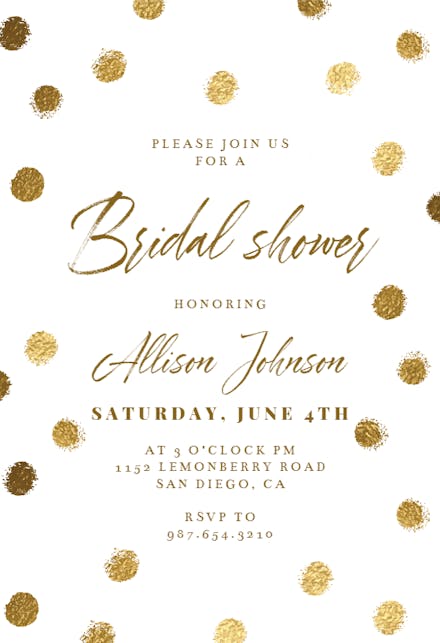 Gold Dots - Bridal Shower Invitation