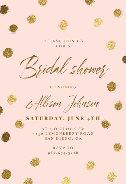 Gold Dots - Bridal Shower Invitation Template | Greetings Island