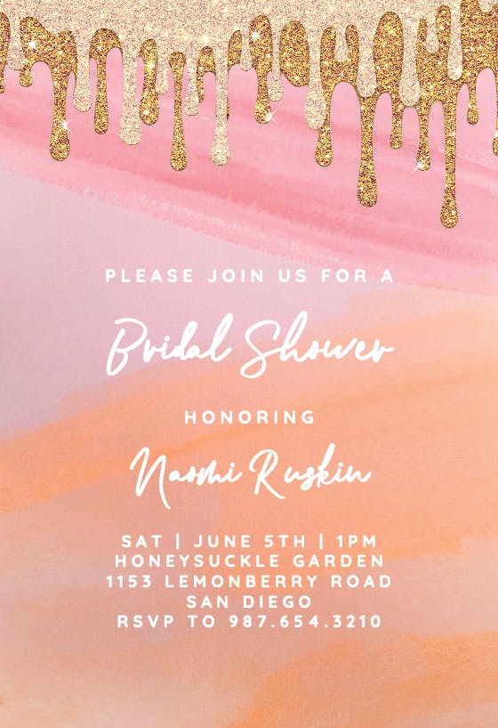 Gold drips - bridal shower invitation