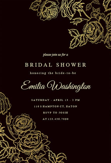 Gold Foil Roses - Bridal Shower Invitation