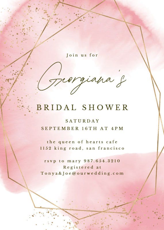 Gold polygon -  invitación para bridal shower