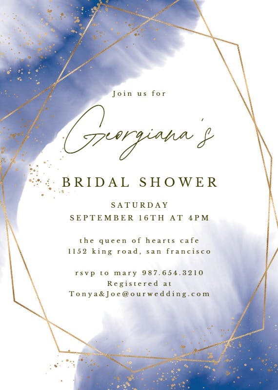 Gold polygon -  invitación para bridal shower