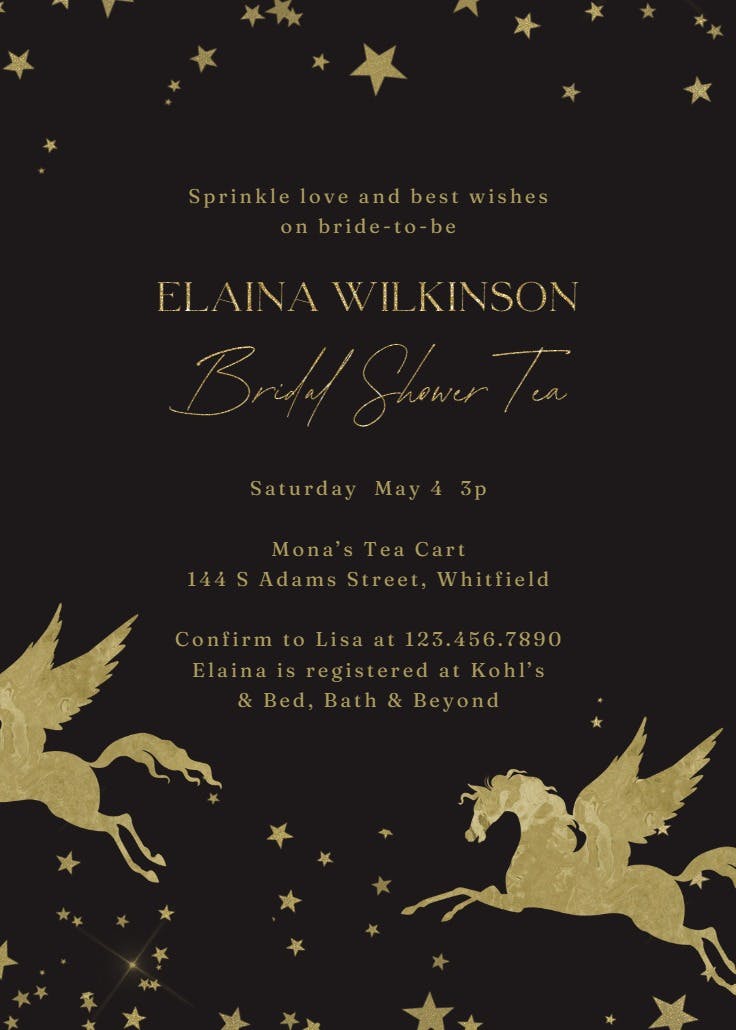 Gold unicorn - party invitation