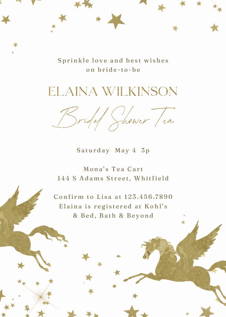 Gold unicorn - printable party invitation