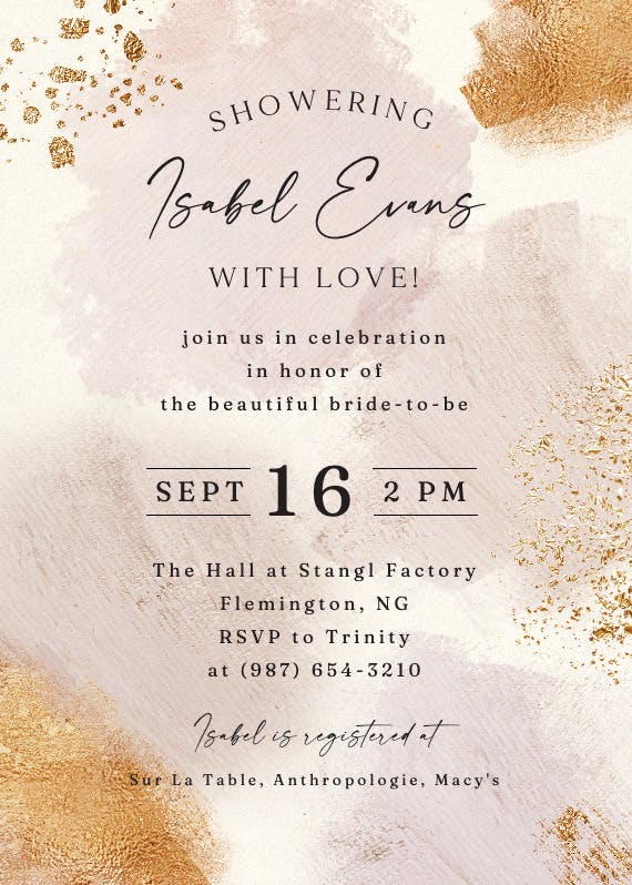 Golden bride - bridal shower invitation