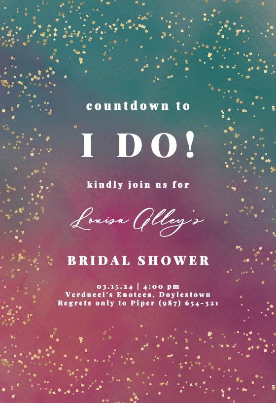 Golden confetti -  invitación para bridal shower