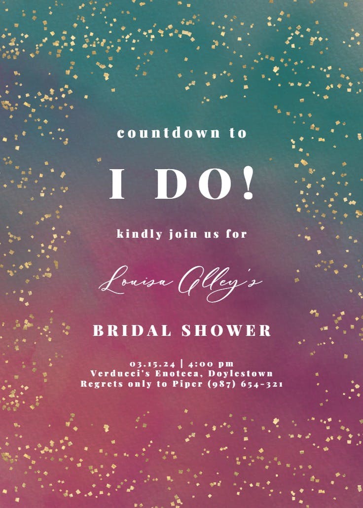 Golden confetti - bridal shower invitation