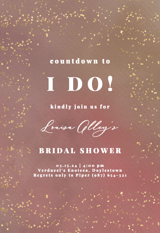 Golden confetti - Bridal Shower Invitation Template (Free) | Greetings ...