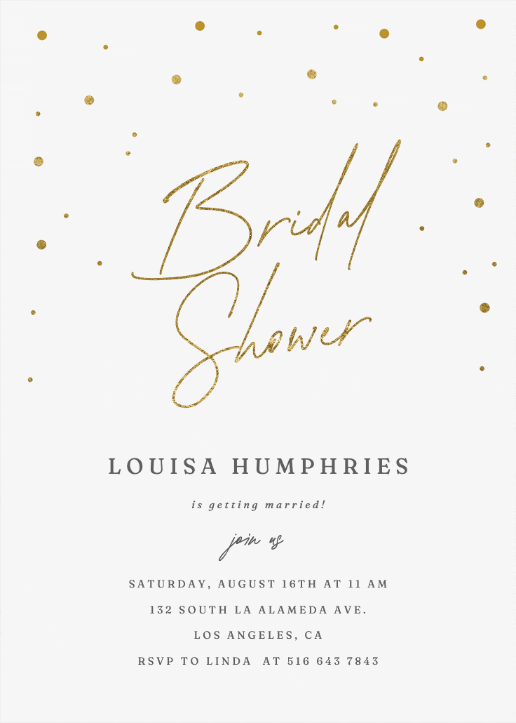 Golden flakes - bridal shower invitation