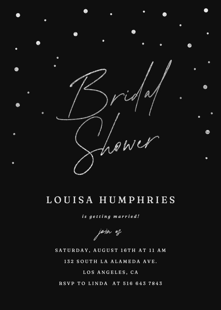 Golden flakes - invitación para bridal shower