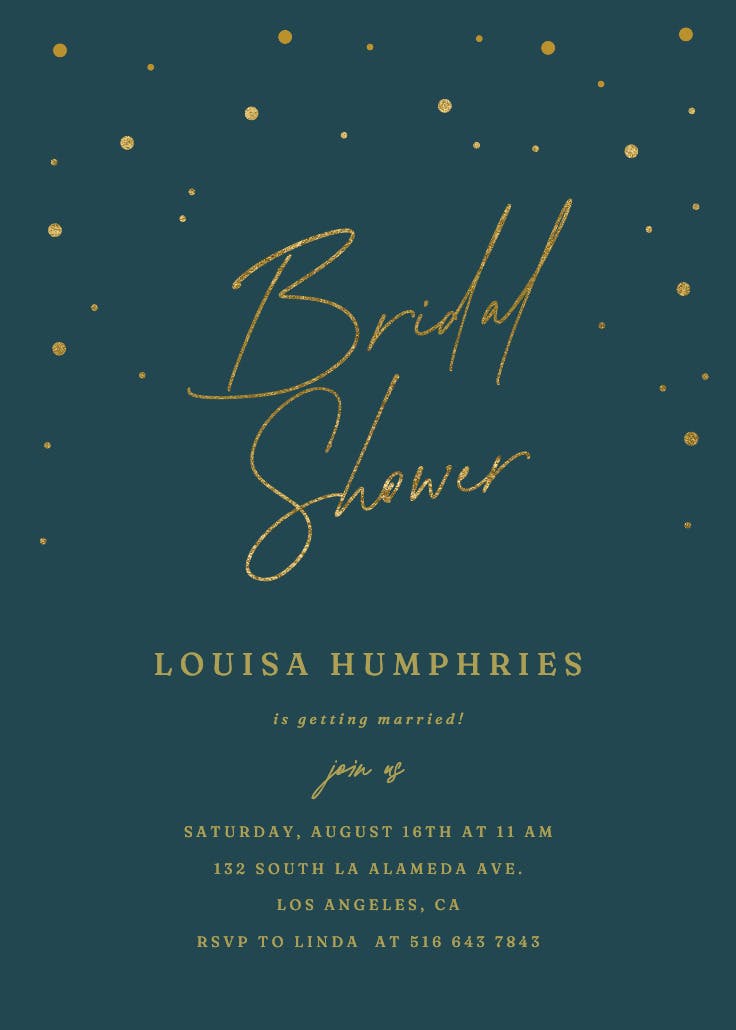 Golden flakes - invitación para bridal shower
