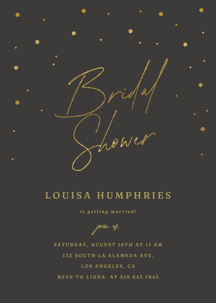 Golden flakes - invitación para bridal shower