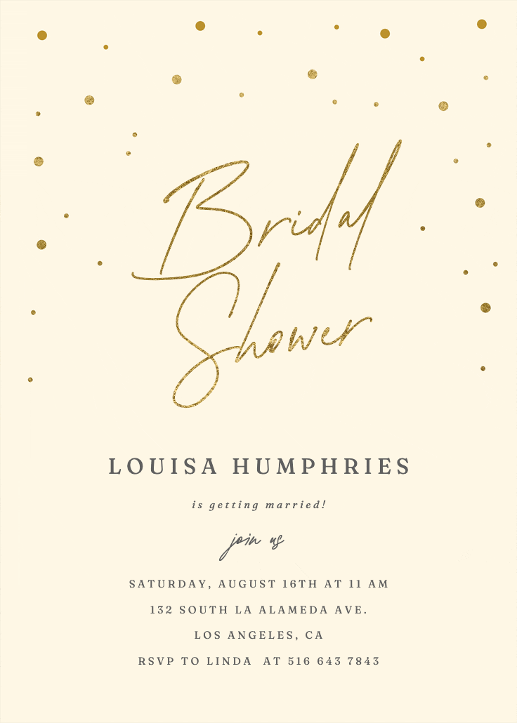 Golden flakes - bridal shower invitation