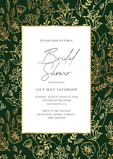 Golden leaves - bridal shower invitation