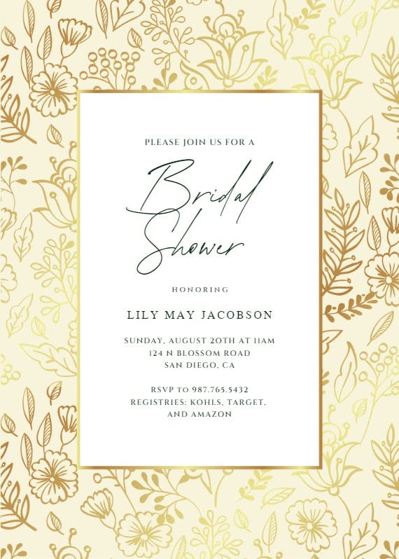 Golden leaves - bridal shower invitation
