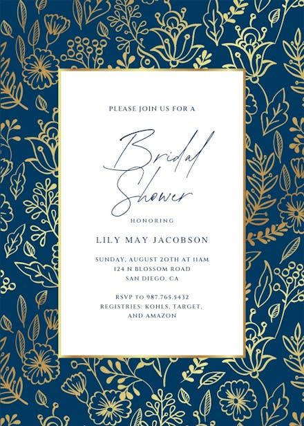Golden leaves - bridal shower invitation