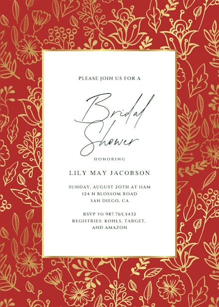 Golden leaves - bridal shower invitation