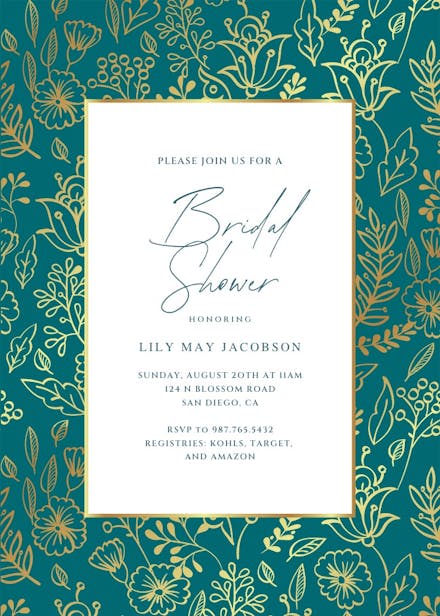 Golden leaves - bridal shower invitation