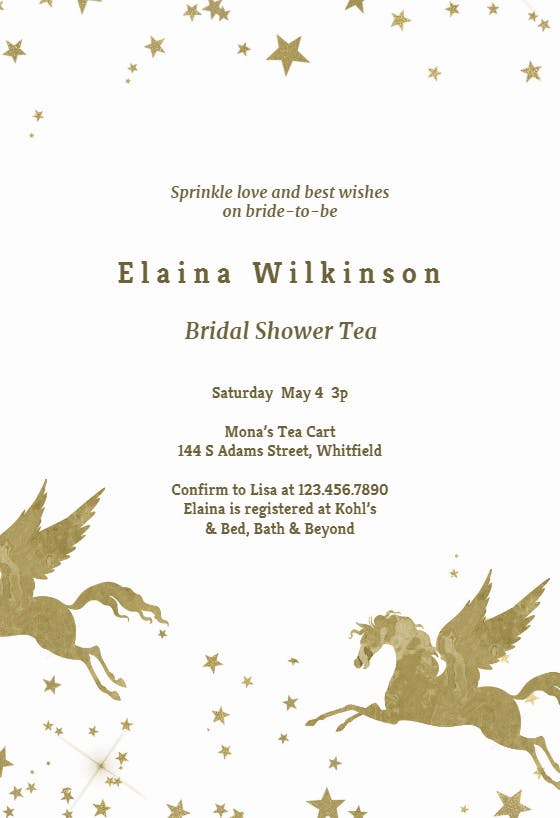 Gold unicorn - printable party invitation