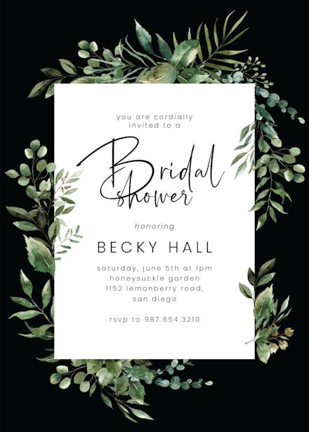 Greenery border - bridal shower invitation