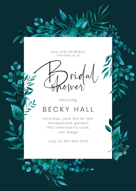 Greenery border - bridal shower invitation