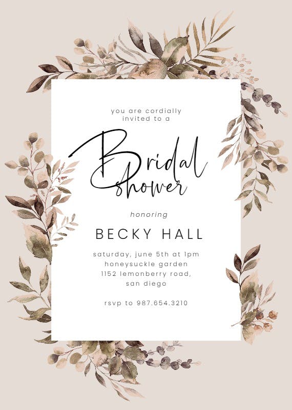 Greenery border - bridal shower invitation