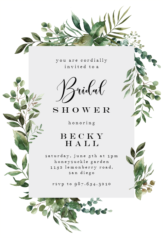 FOREST Printable Fern Greenery INSTANT DOWNLOAD Bridal Shower Invitation Template