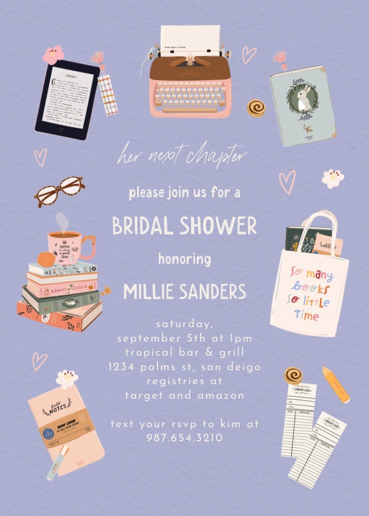 Her Next Chapter - Bridal Shower Invitation Template (Free) | Greetings ...