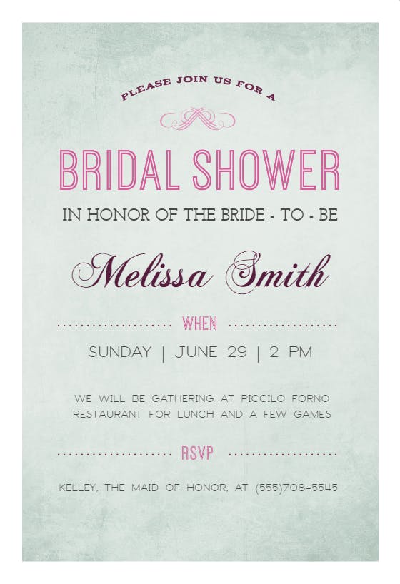 Classic paper -  invitación para bridal shower