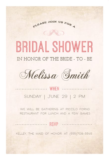 Classic paper - Bridal Shower Invitation