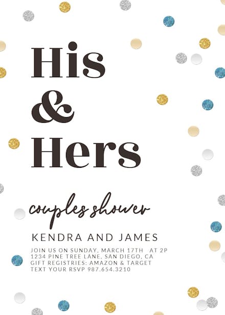 His and hers - bridal shower invitation