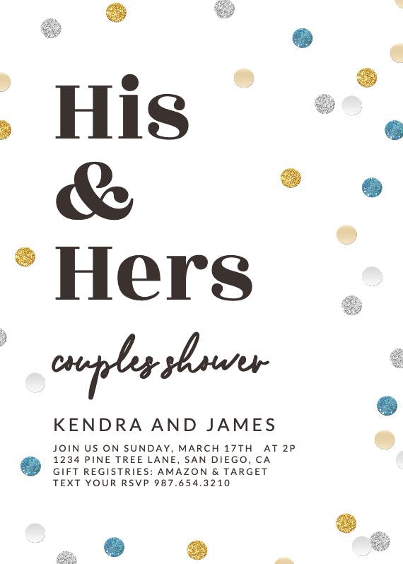 His and hers - bridal shower invitation