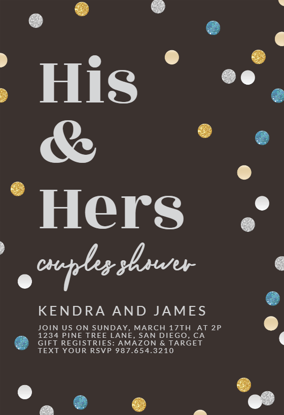 His And Hers Bridal Shower Invitation Template Free Greetings Island