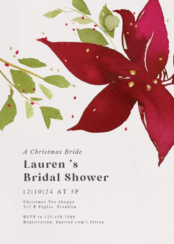 Holidays bloom - bridal shower invitation