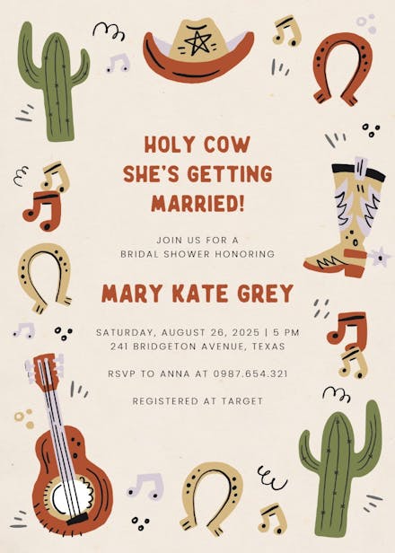 Holy cow bridal shower - bridal shower invitation