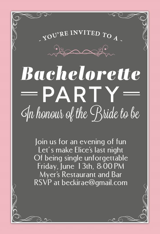 In honour of the bride - bridal shower invitation
