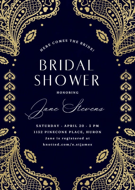 Indian floral paisley - bridal shower invitation