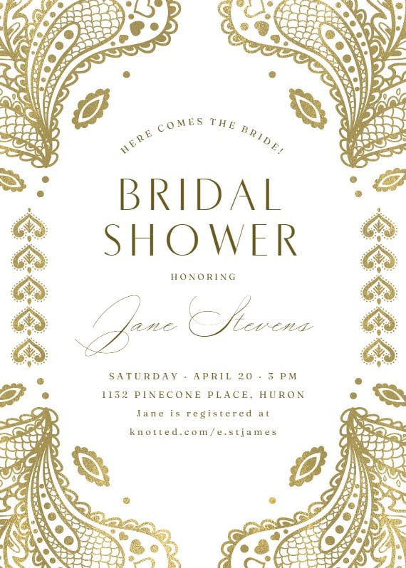 Indian floral paisley - bridal shower invitation