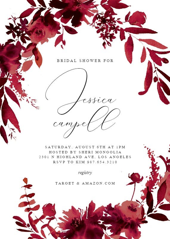 Indigo flowers - bridal shower invitation