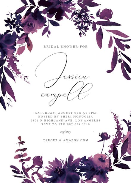 Indigo flowers - bridal shower invitation