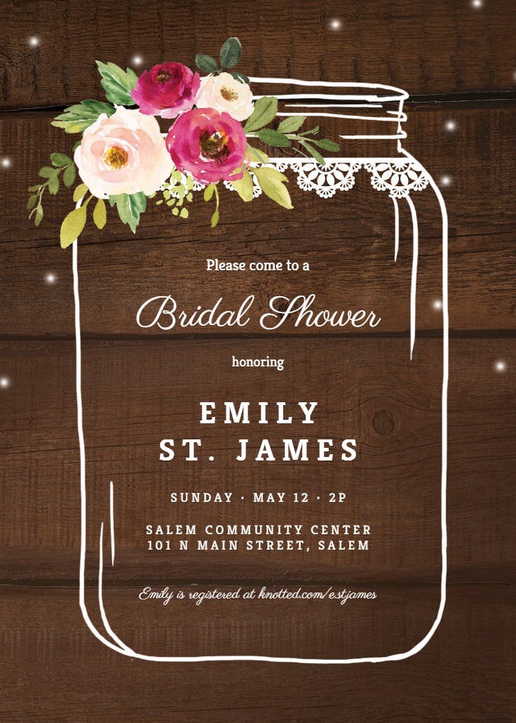 Jar of love - bridal shower invitation