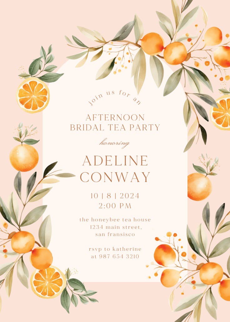 Juicy oranges - bridal shower invitation