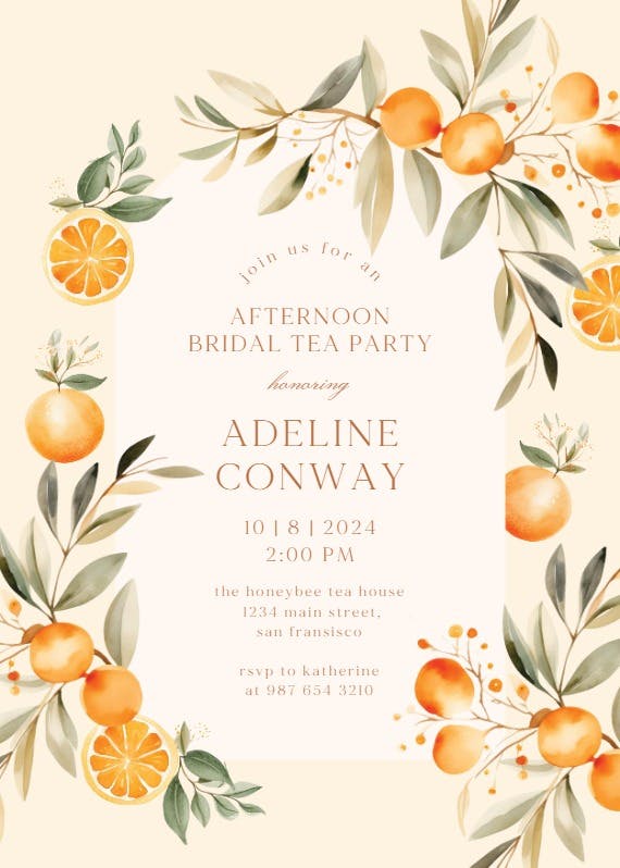 Juicy oranges - bridal shower invitation