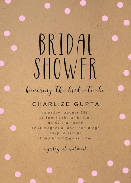 Kraft and dots - bridal shower invitation