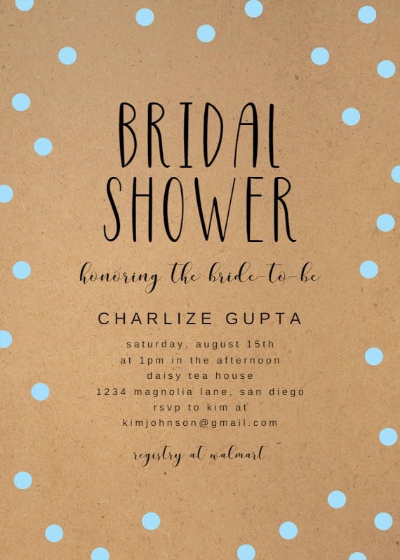 Kraft and dots - bridal shower invitation