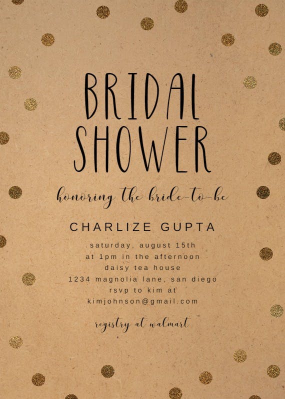 Kraft and dots -  invitación para bridal shower