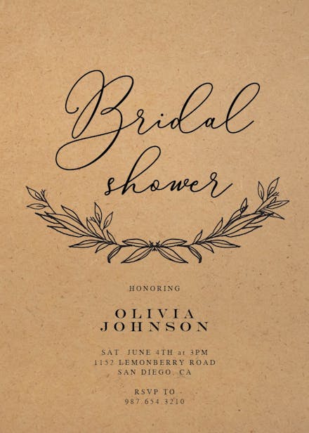 Kraft Branches - Bridal Shower Invitation Template | Greetings Island